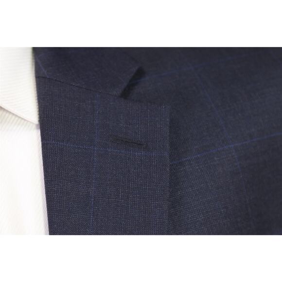 Lauren Ralph Lauren Men's Navy Blue Windowpane Wool 2-Btn Suit 42L - Picture 5 of 9
